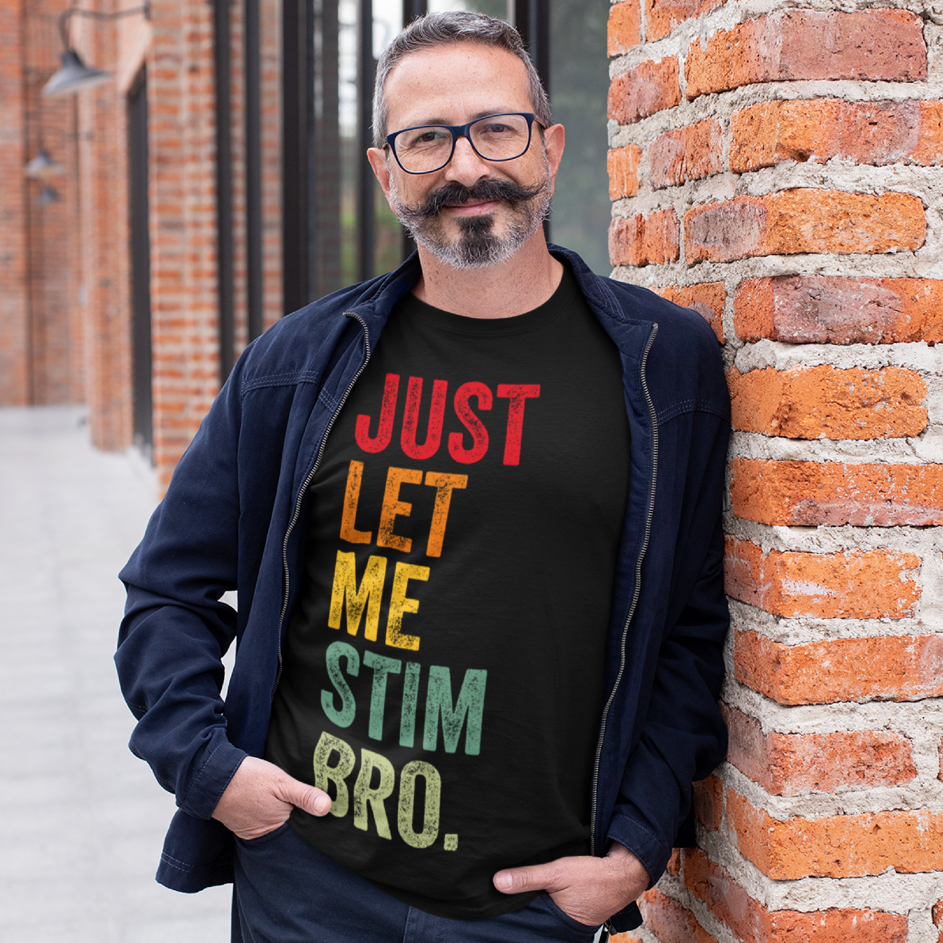 JUST LET ME STIM BRO.® Sunset Retro T-Shirt